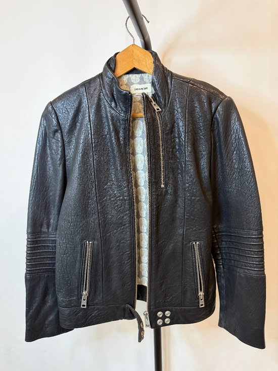 Zadig & Voltaire Jackets & Blazers - Zadig & Voltaire Black Leather Biker Jacket with Signature Skull/Graphic Back (S